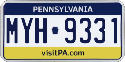 PA license plate MYH9331