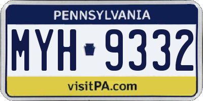 PA license plate MYH9332