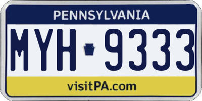 PA license plate MYH9333