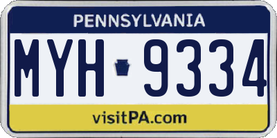 PA license plate MYH9334