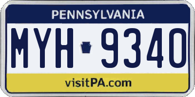 PA license plate MYH9340