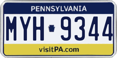 PA license plate MYH9344