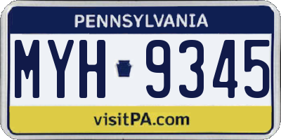 PA license plate MYH9345