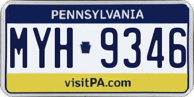 PA license plate MYH9346