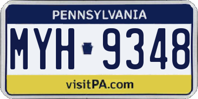 PA license plate MYH9348