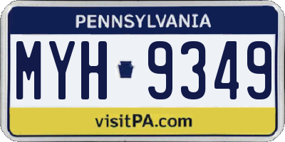 PA license plate MYH9349