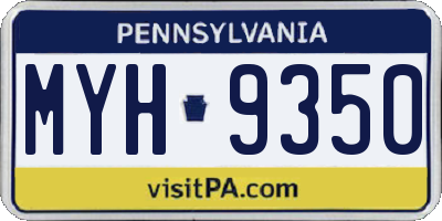 PA license plate MYH9350