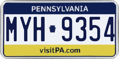 PA license plate MYH9354
