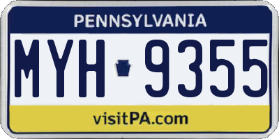 PA license plate MYH9355