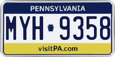 PA license plate MYH9358