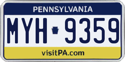 PA license plate MYH9359
