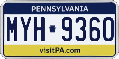PA license plate MYH9360