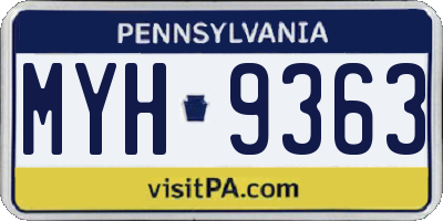 PA license plate MYH9363