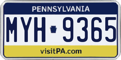 PA license plate MYH9365