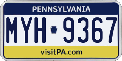 PA license plate MYH9367