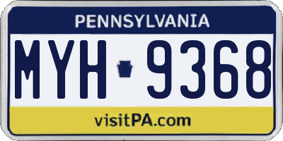 PA license plate MYH9368