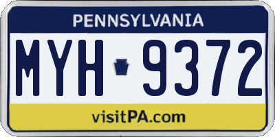 PA license plate MYH9372