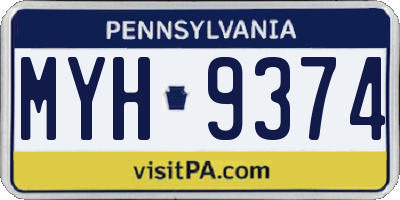 PA license plate MYH9374