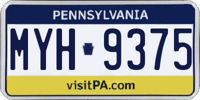 PA license plate MYH9375