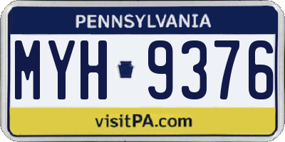 PA license plate MYH9376