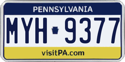 PA license plate MYH9377