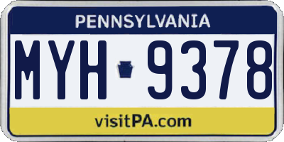 PA license plate MYH9378