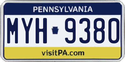 PA license plate MYH9380