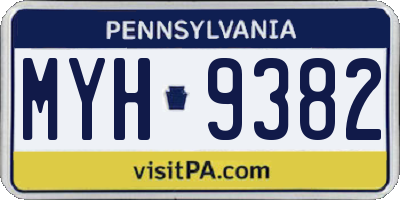 PA license plate MYH9382