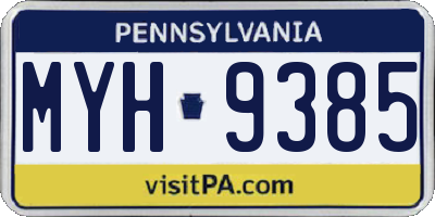 PA license plate MYH9385