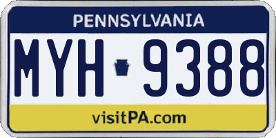 PA license plate MYH9388