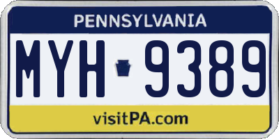 PA license plate MYH9389