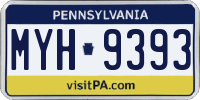 PA license plate MYH9393
