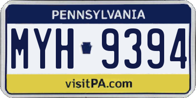 PA license plate MYH9394
