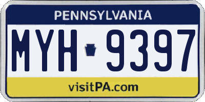 PA license plate MYH9397