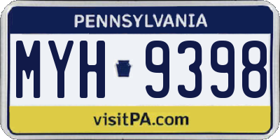 PA license plate MYH9398