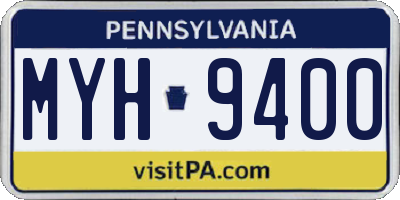 PA license plate MYH9400