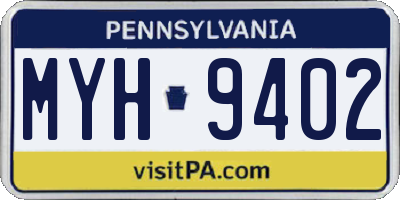PA license plate MYH9402