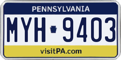 PA license plate MYH9403