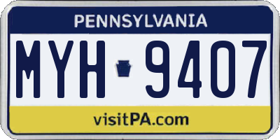 PA license plate MYH9407