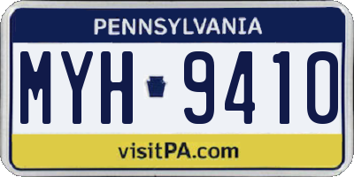 PA license plate MYH9410