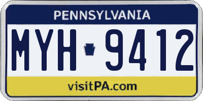 PA license plate MYH9412