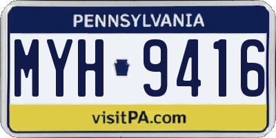 PA license plate MYH9416