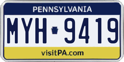 PA license plate MYH9419