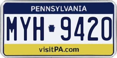 PA license plate MYH9420