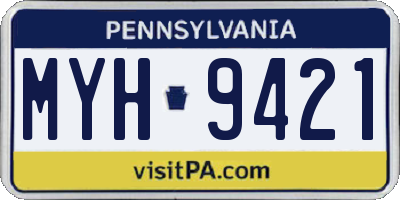 PA license plate MYH9421