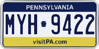 PA license plate MYH9422