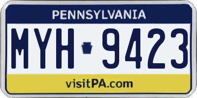 PA license plate MYH9423