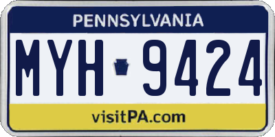 PA license plate MYH9424