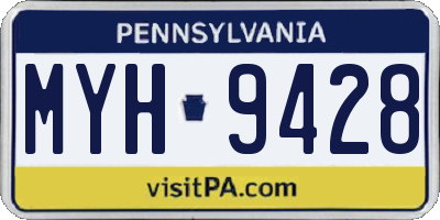 PA license plate MYH9428