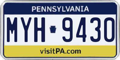 PA license plate MYH9430